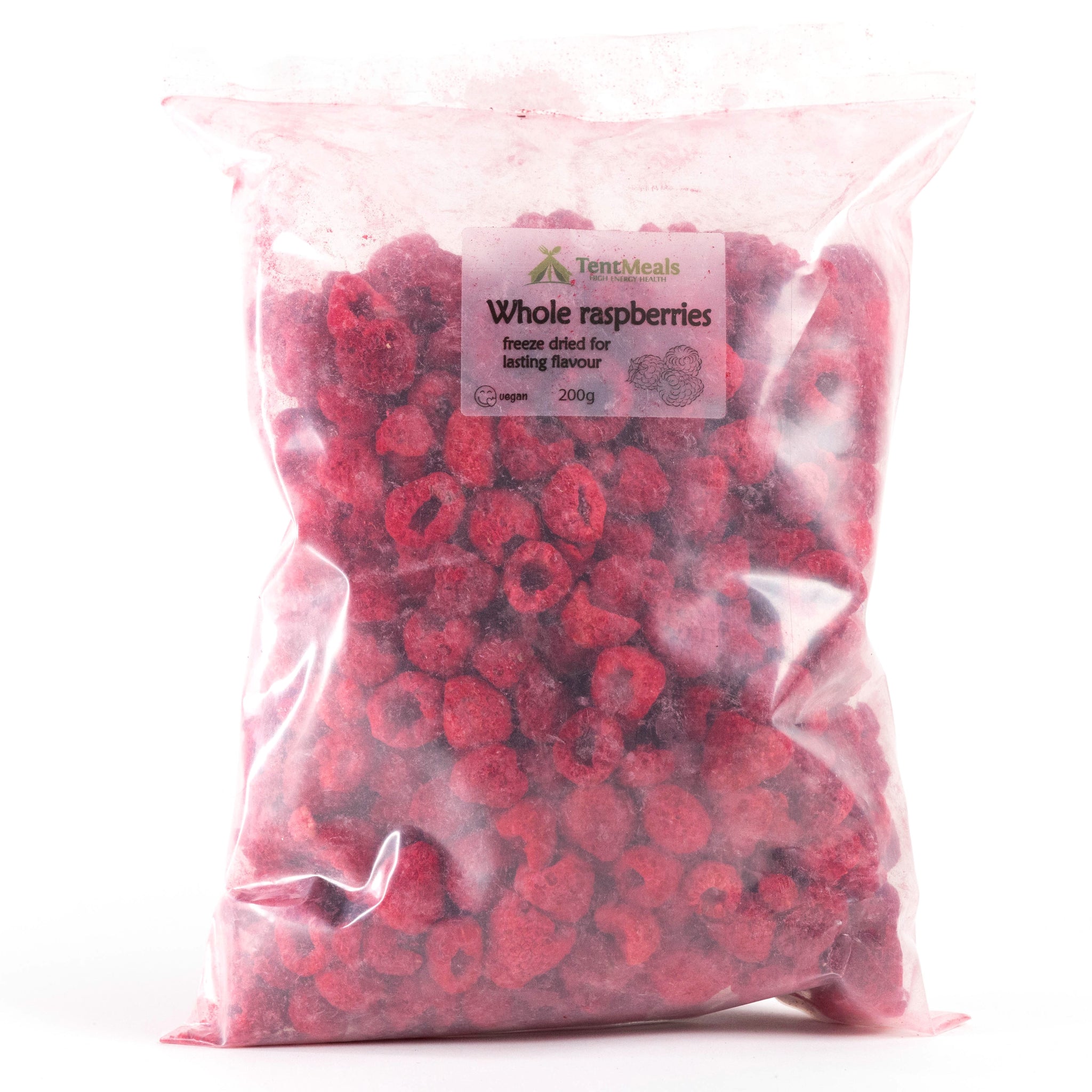 Freeze dried raspberries 200g, 10kg TentMeals