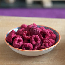 freeze dried whole raspberries in a bowl